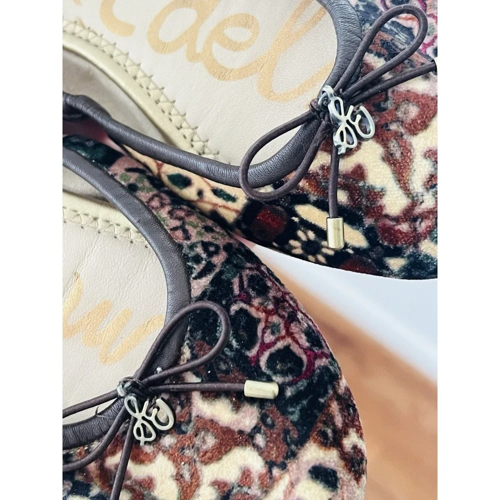 Sam Edelman Womens Felicia Ballet Boho Bohemian Hippie Flats Ivory Velvet Size 6